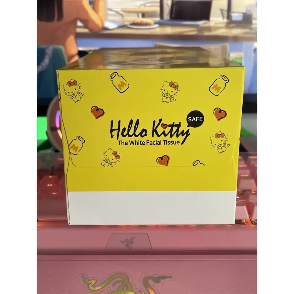 Hello Kitty White Facial Tissue Tissues 200 2 Ply Yellow Box 2022 Sanrio Paper